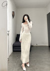 SWAYING/KNIT Velvet Straight Skirt SW212XZ23 PS36